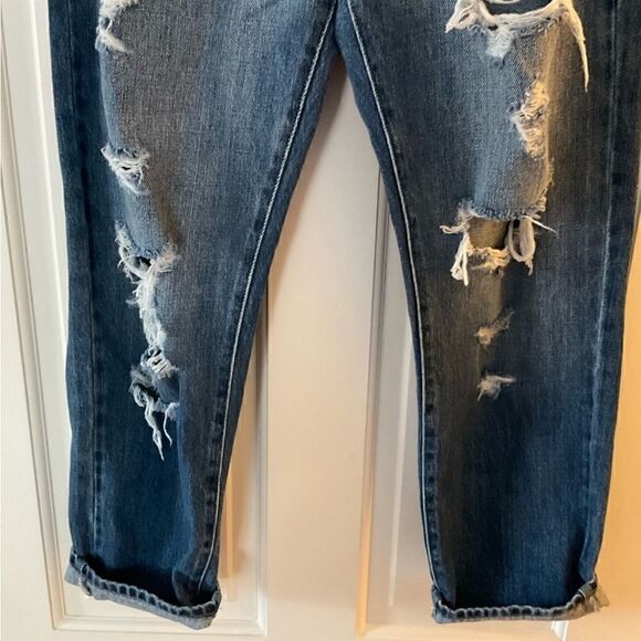 KanCan Pam Mid Rise Ripped Boyfriend Jeans Destroyed MediumWash - Picture 4 of 9